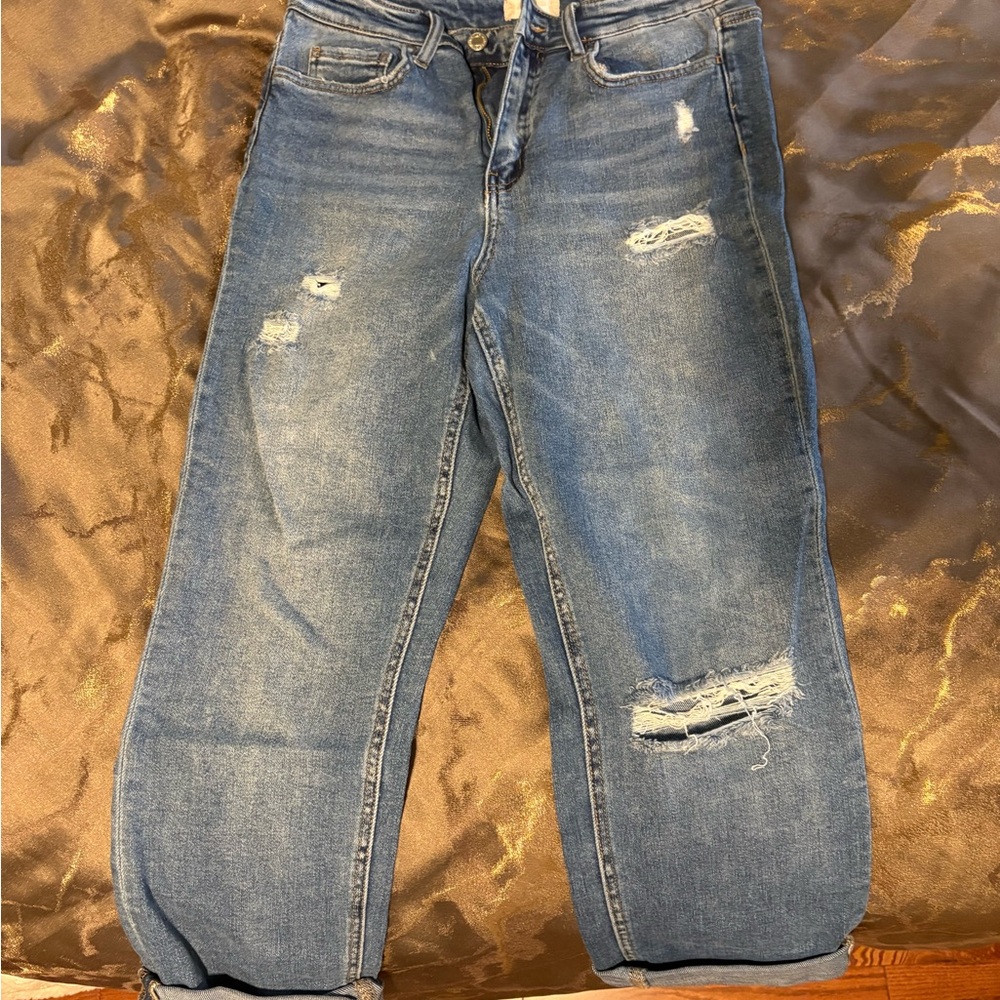 Altard State Blue Distressed Boyfriend Jeans